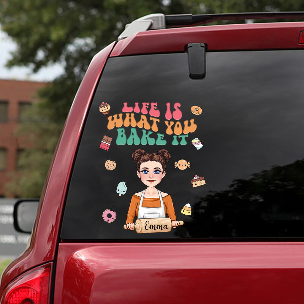 La vie est ce que vous en faites - Cadeau de pâtisserie pour maman, épouse, elle - Autocollant personnalisé découpé
