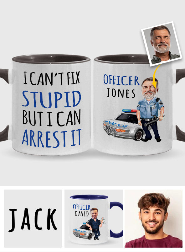 Je ne peux rien faire contre la bêtise - Mug personnalisé pour policier
