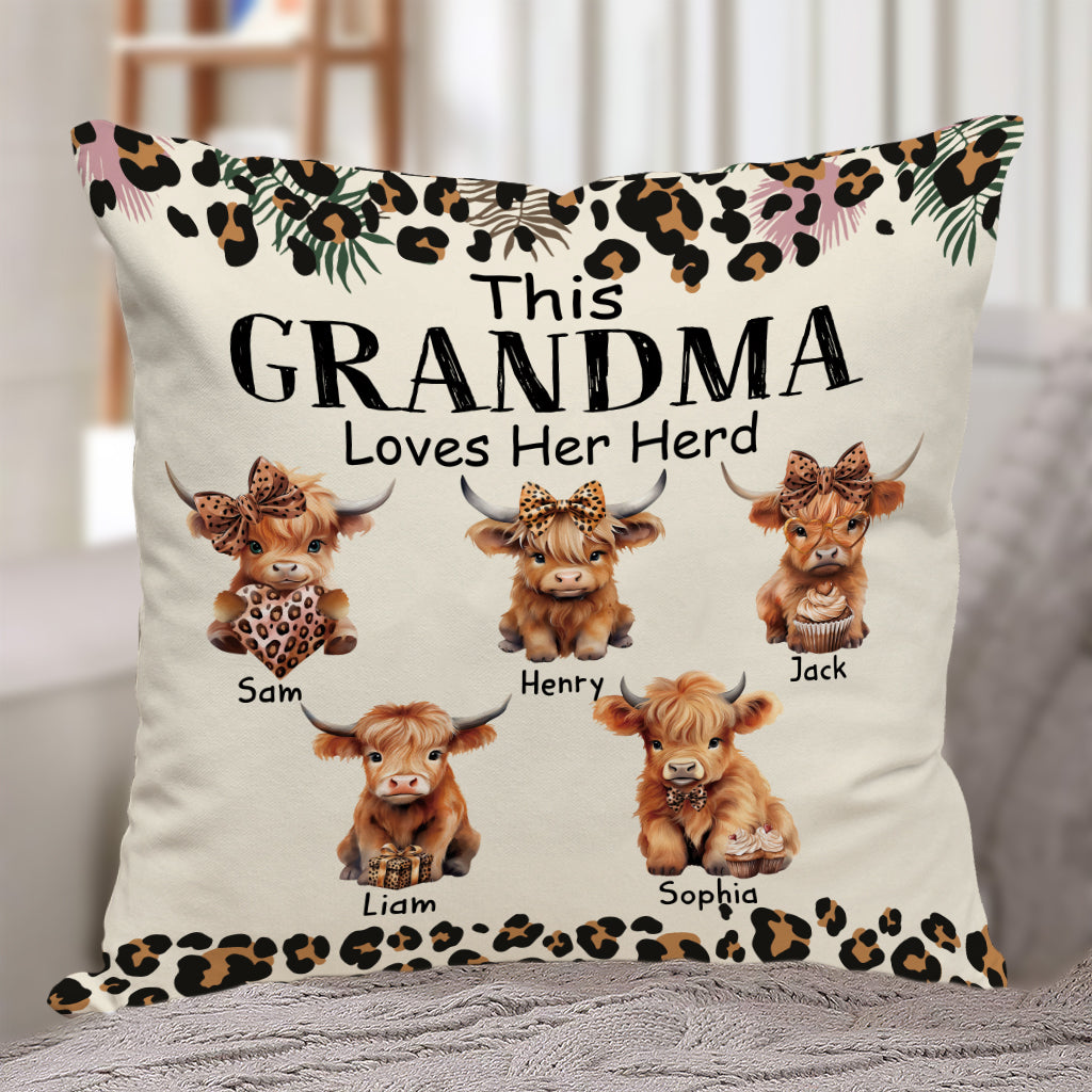 Mamie/Nana/Mimi... Aime sa famille - Coussin décoratif personnalisé pour grand-mère