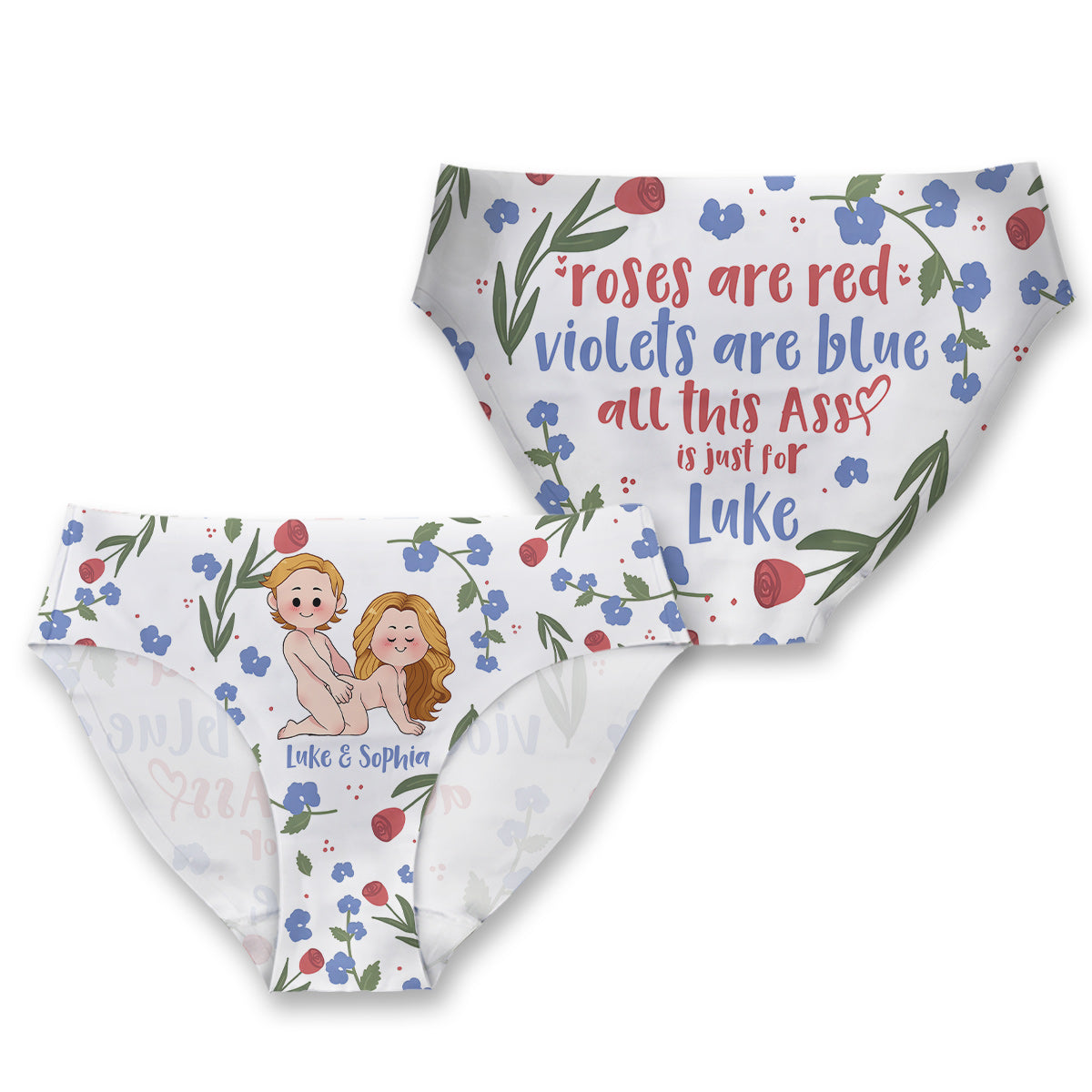 Les roses sont rouges, les violettes sont bleues - Culottes personnalisées pour couples de femmes