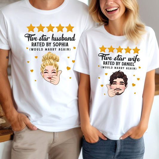 T-shirt et sweat à capuche personnalisés « Mari et Femme Cinq Étoiles »