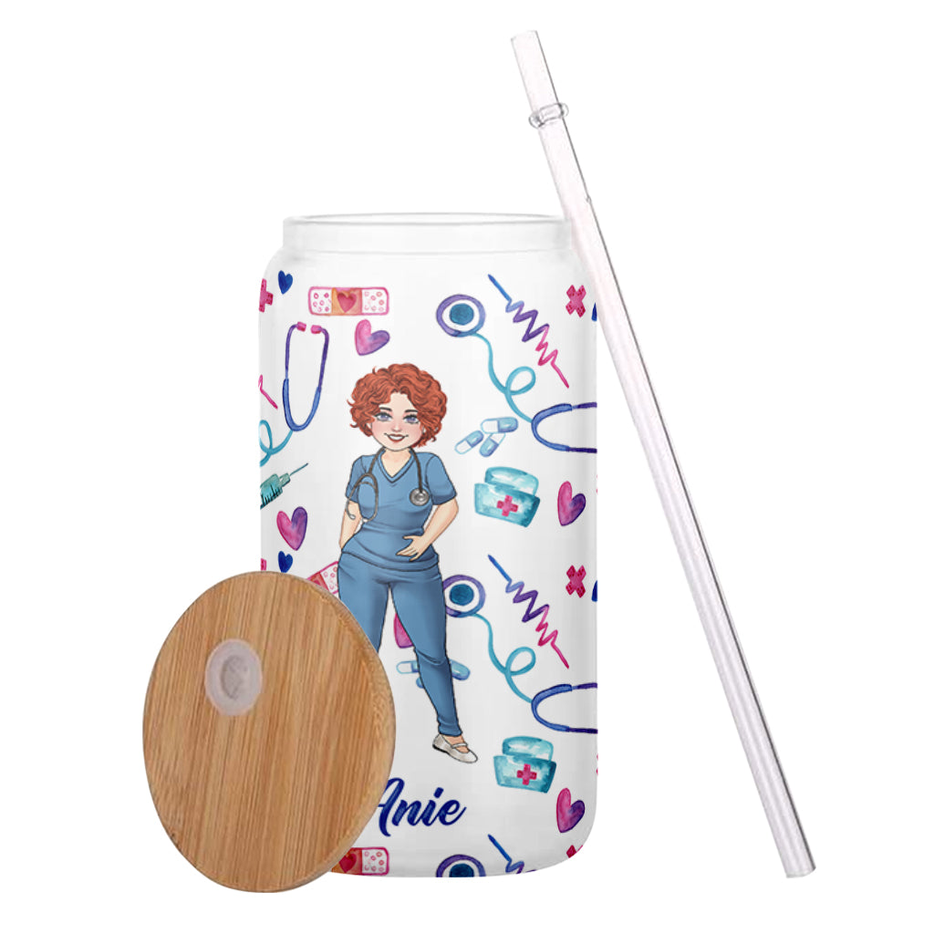 Touching Hearts - Personalized Nurse Can Glass
