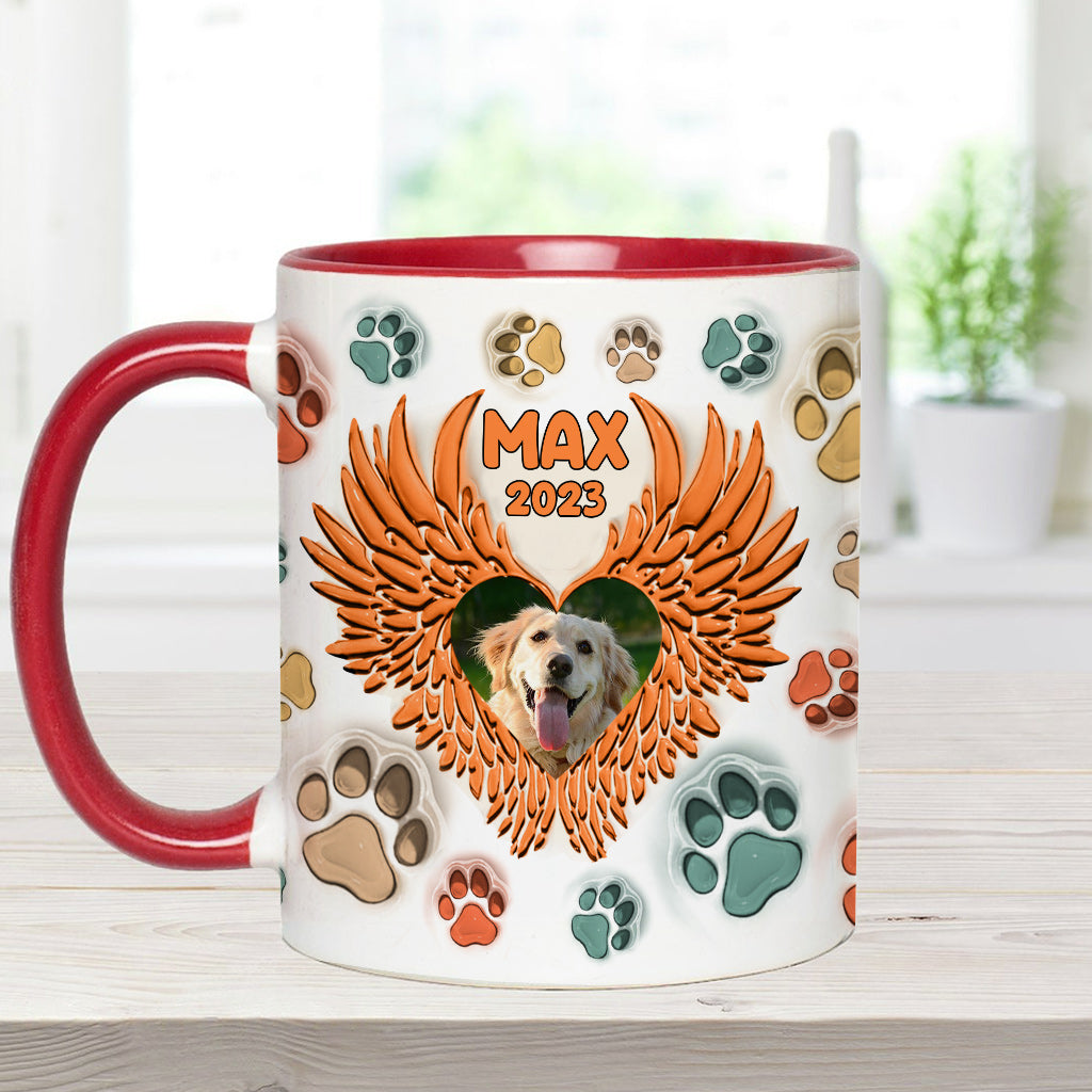 Tu as laissé des empreintes sur nos cœurs - Mug personnalisé avec ailes d'ange - Cadeau pour les amoureux des chiens, pour ceux qui ont perdu leur chien ou leur chat