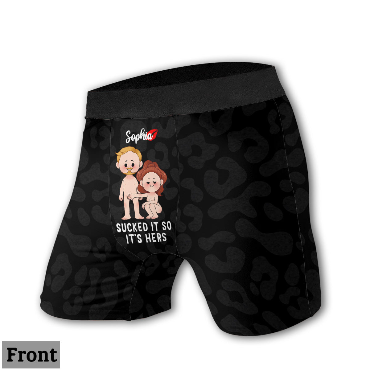 Elle l'a sucé, donc il est à elle ; il l'a léché, donc il est à lui – Culottes personnalisées pour couples (femme) et boxers pour hommes