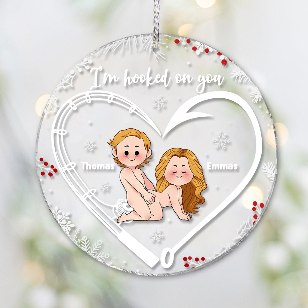 Je suis accro à toi - Ornement transparent de pêche personnalisé