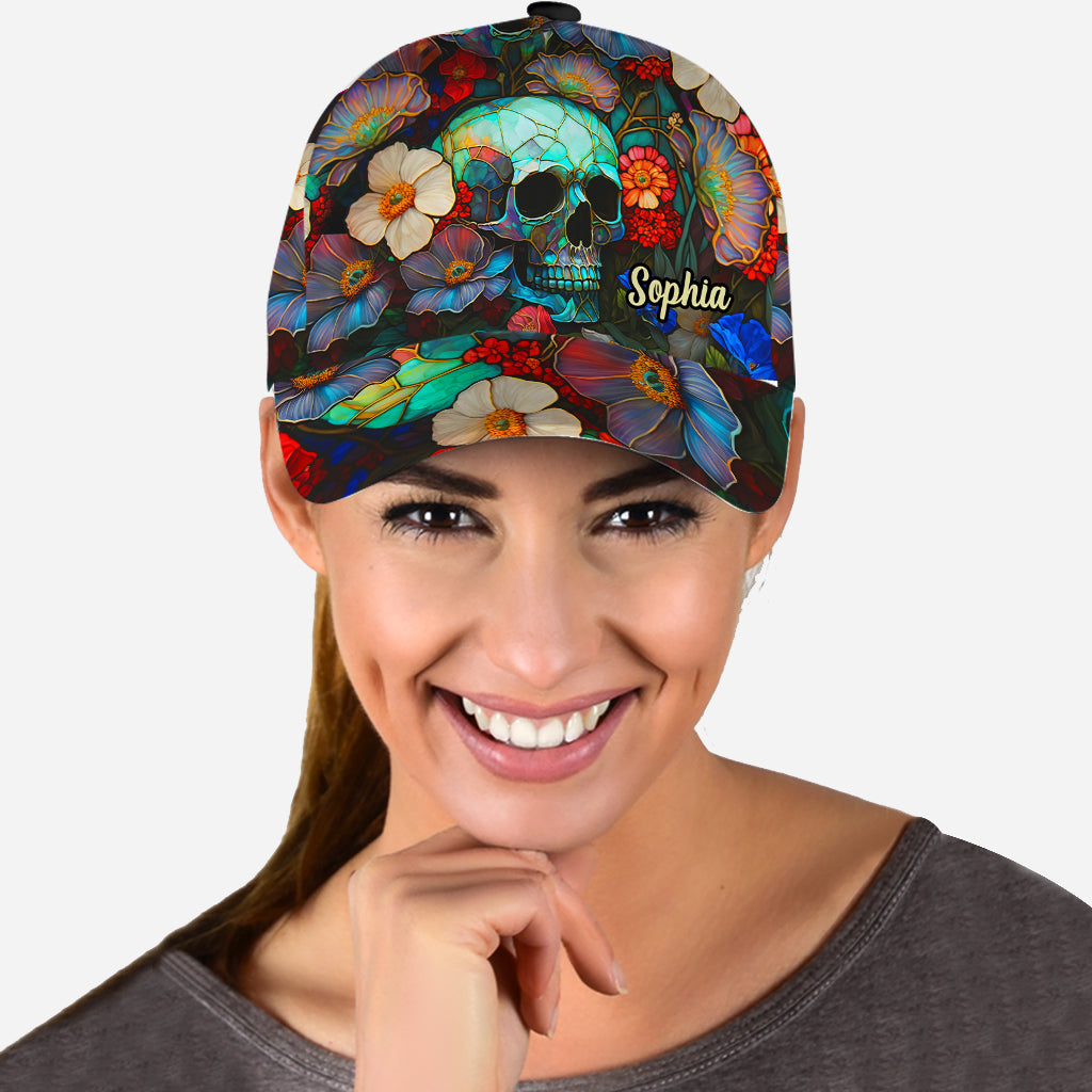 Tête de mort florale - Casquette classique personnalisée à tête de mort