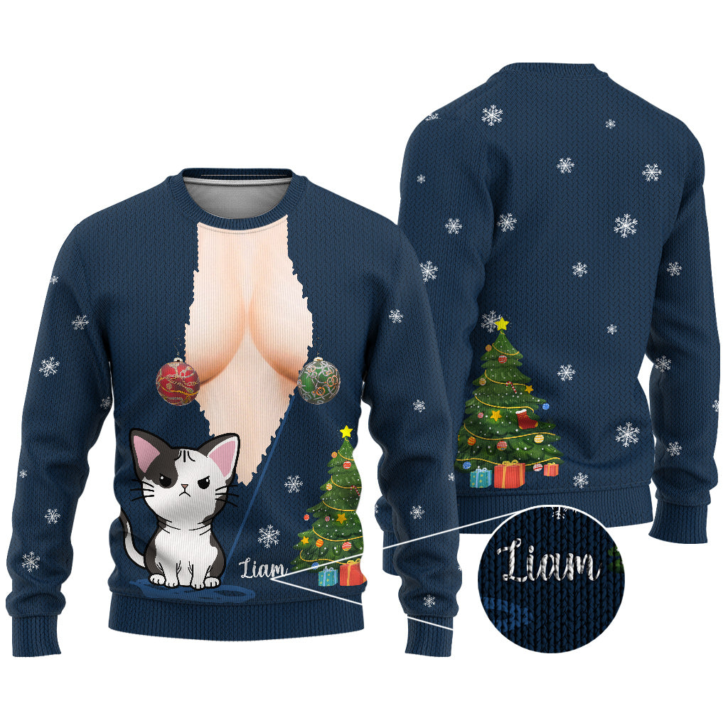 Joyeux Noël - Pull moche personnalisé pour chat