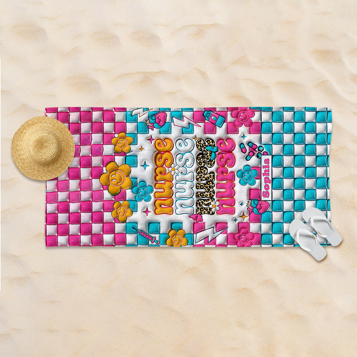 Vie d'infirmière - Cadeau pour maman, elle, épouse, petite amie, amie - Serviette de plage personnalisée