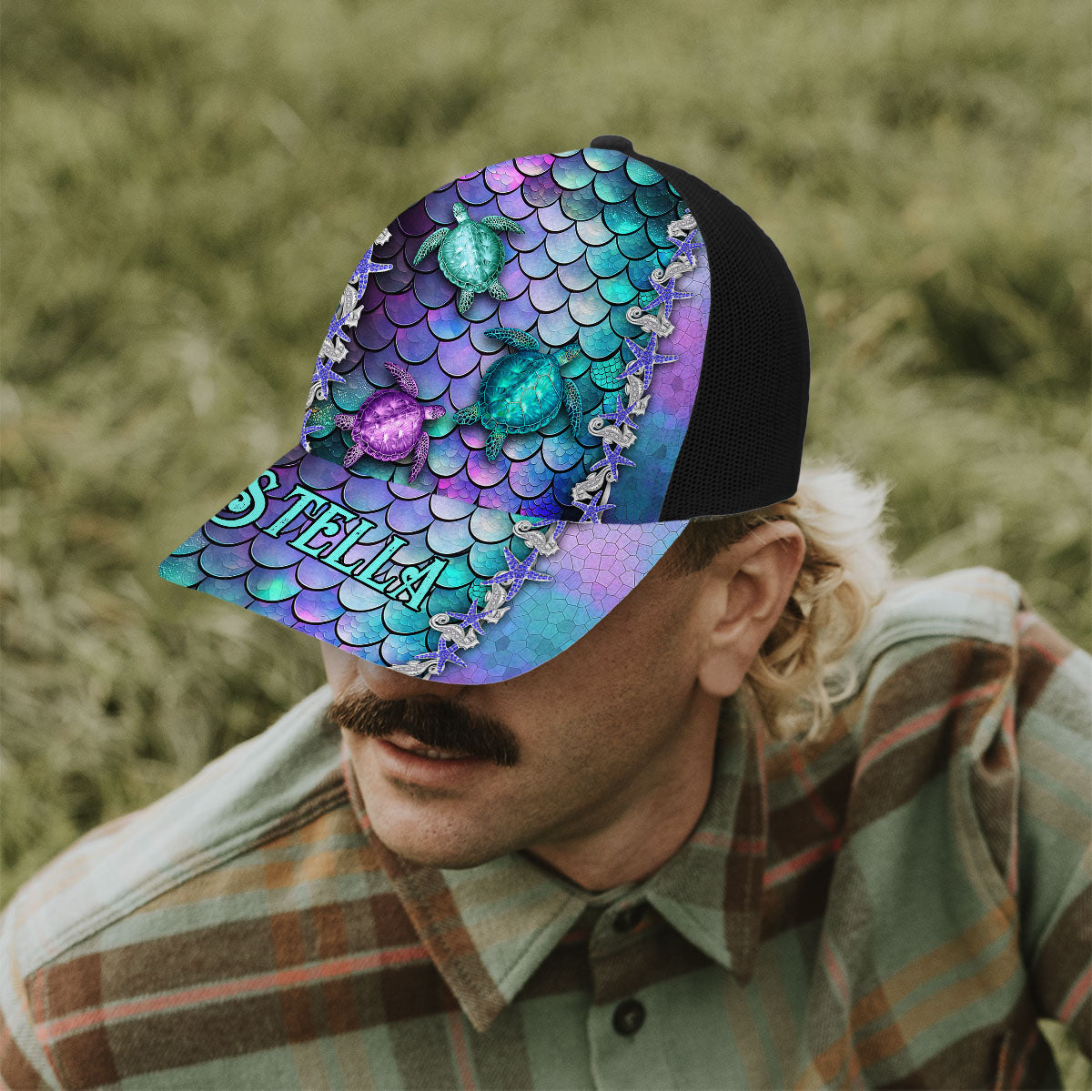 Légende de l'océan bleu - Casquette de camionneur personnalisée avec tortue