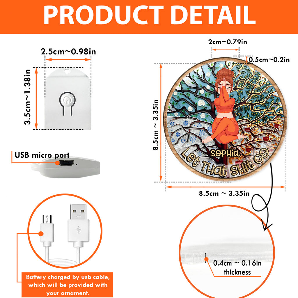 Lâchez prise - Ornement de yoga personnalisé en acrylique avec LED