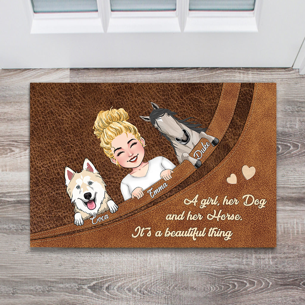 Quelle belle chose ! - Cadeau cheval pour amoureux des chiens et des chats - Paillasson personnalisé