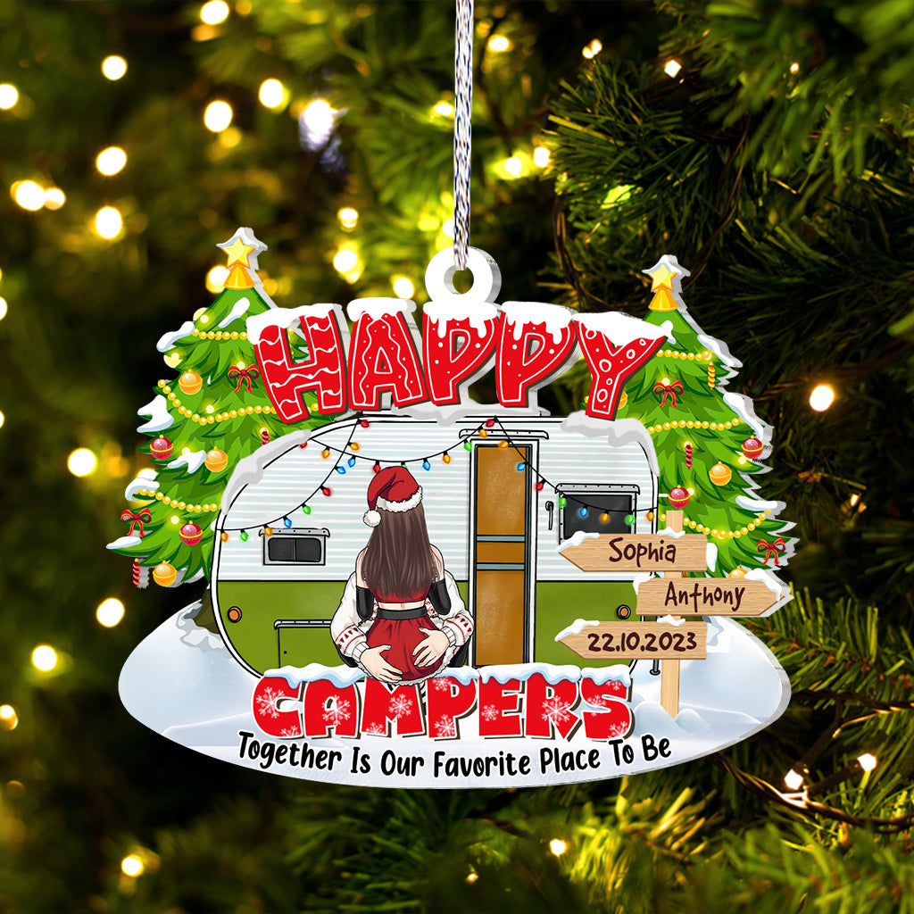 Happy Campers - Cadeau de camping pour mari, petit ami, petite amie, femme - Ornement personnalisé