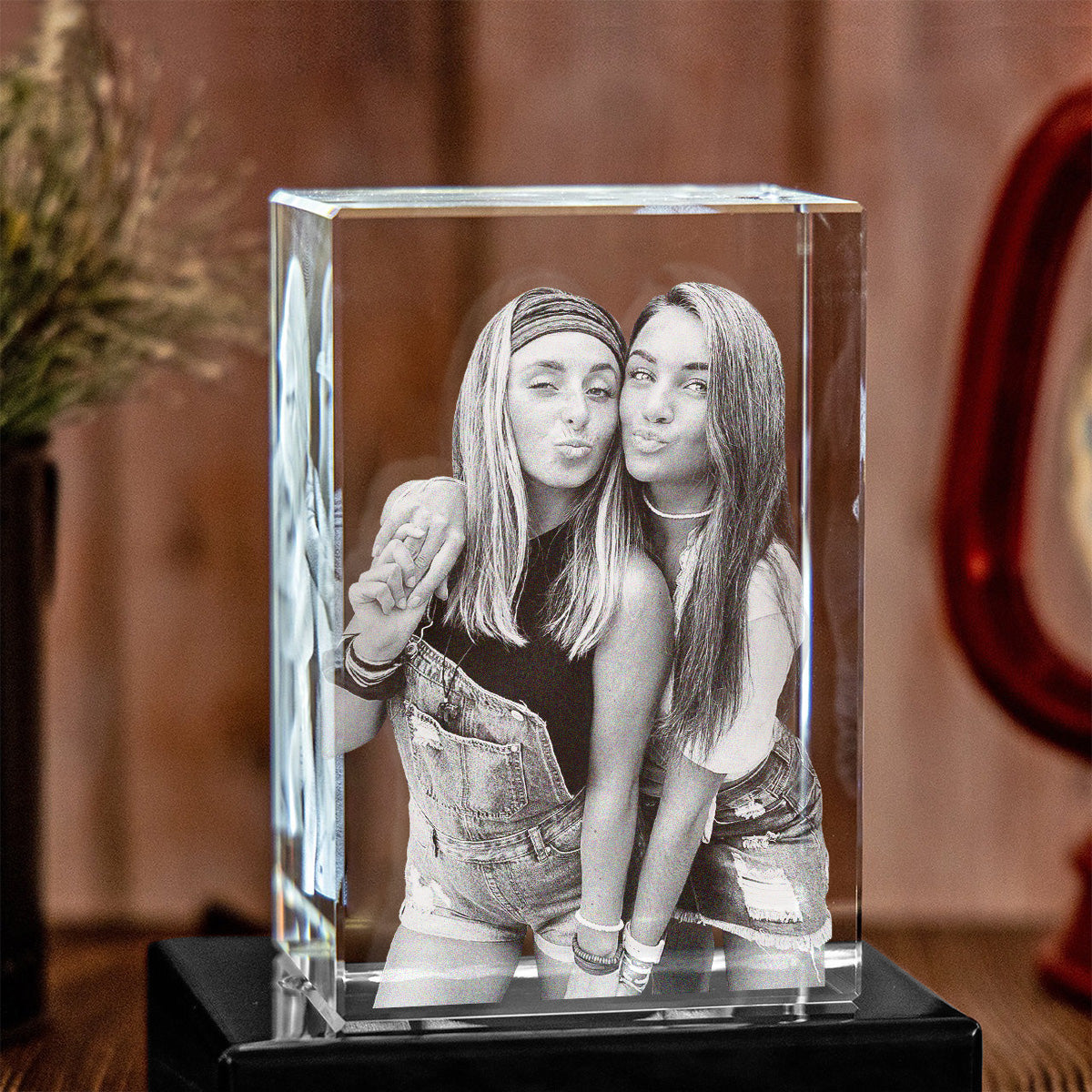 Custom Photo - Personalized Daughter Laser Engraving 3D Cuboid Shaped Crystal Lamp