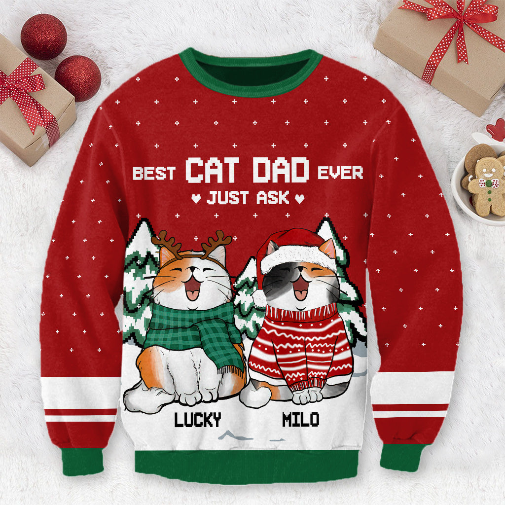 Meilleur papa chat du monde - Pull moche personnalisé pour chat