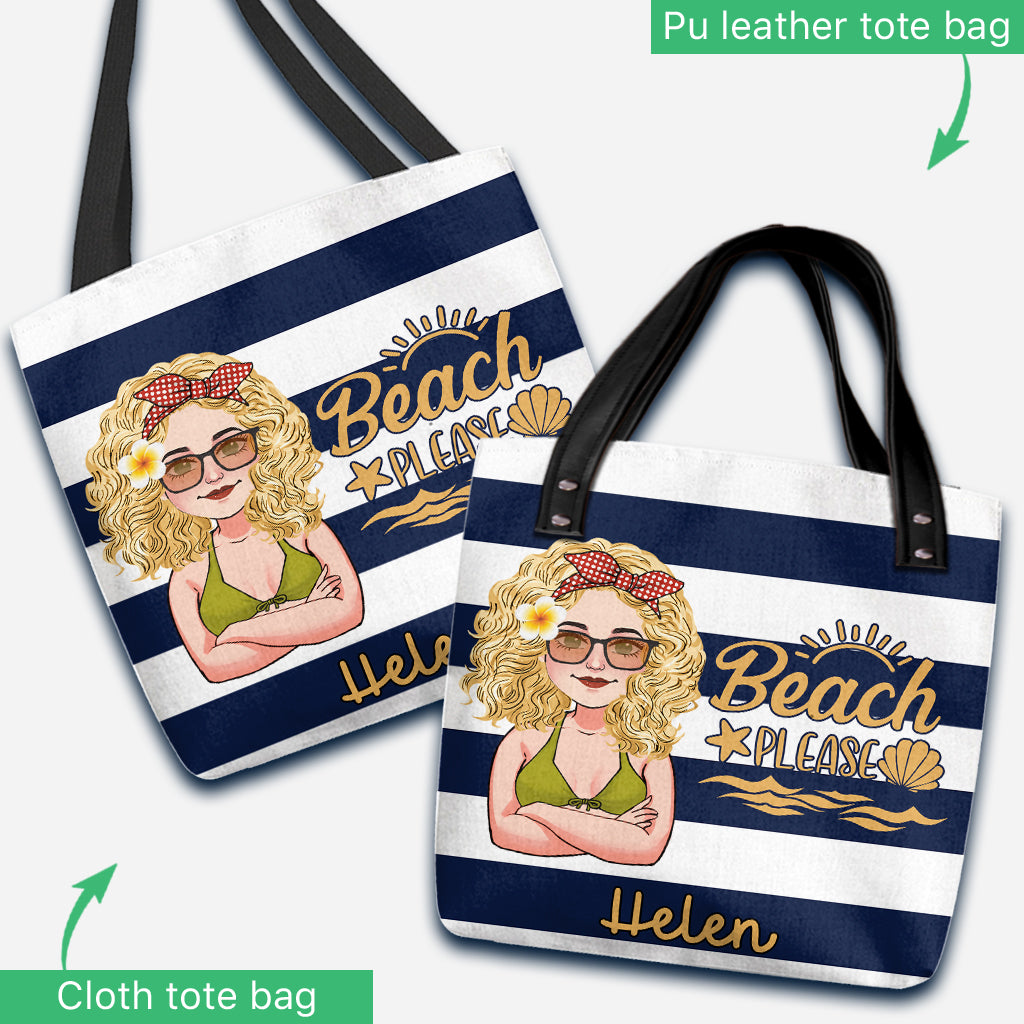 Beach Please - Personalized Sea Lover Tote Bag
