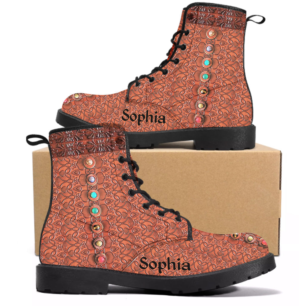 Namaste - Bottes de yoga en cuir personnalisées