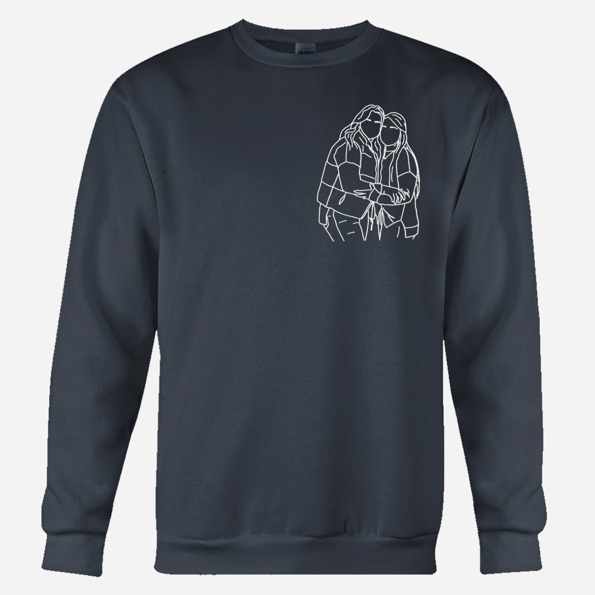 Custom Line Art - Personalized Sibling Embroidered Sweater