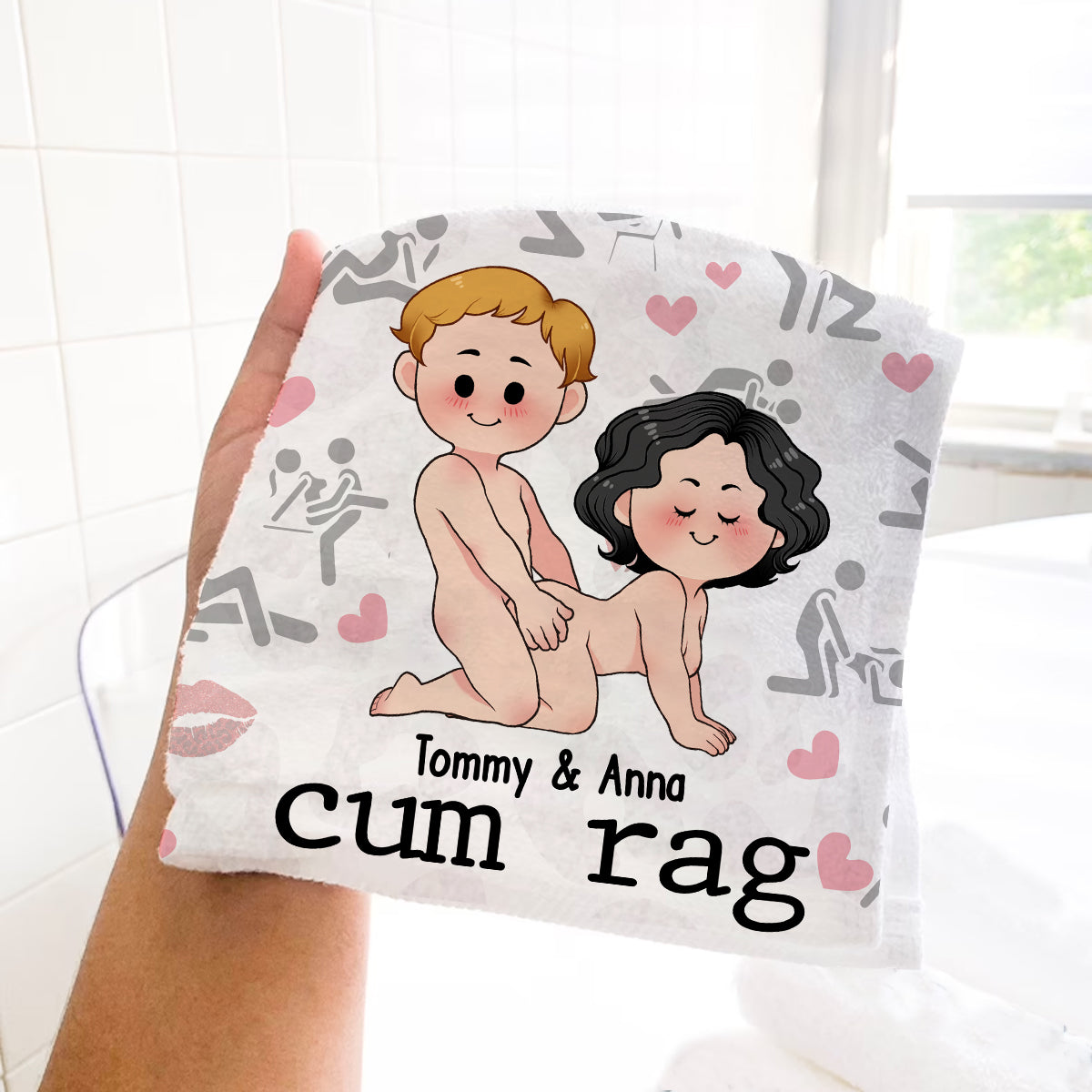 Serviette personnalisée pour couple Cum Rag