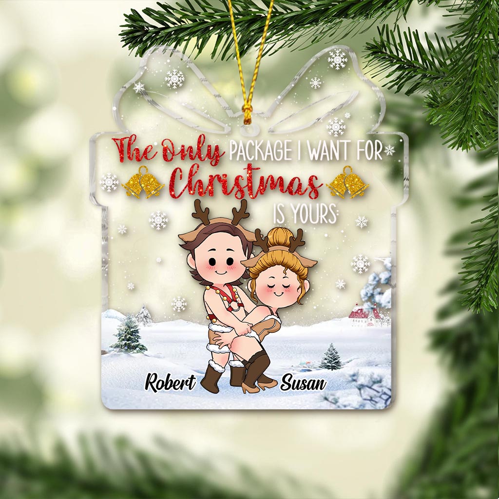 The Only Package I Want For Christmas Is Yours - Personalized Couple Transparent Ornament