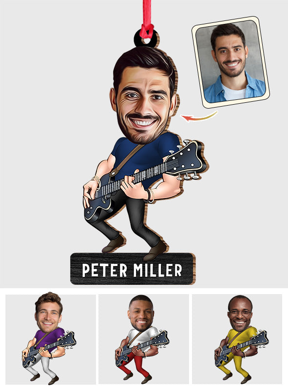 Guitariste humoristique - Cadeau guitare pour mari, lui, petit ami, père, fils - Ornement personnalisé