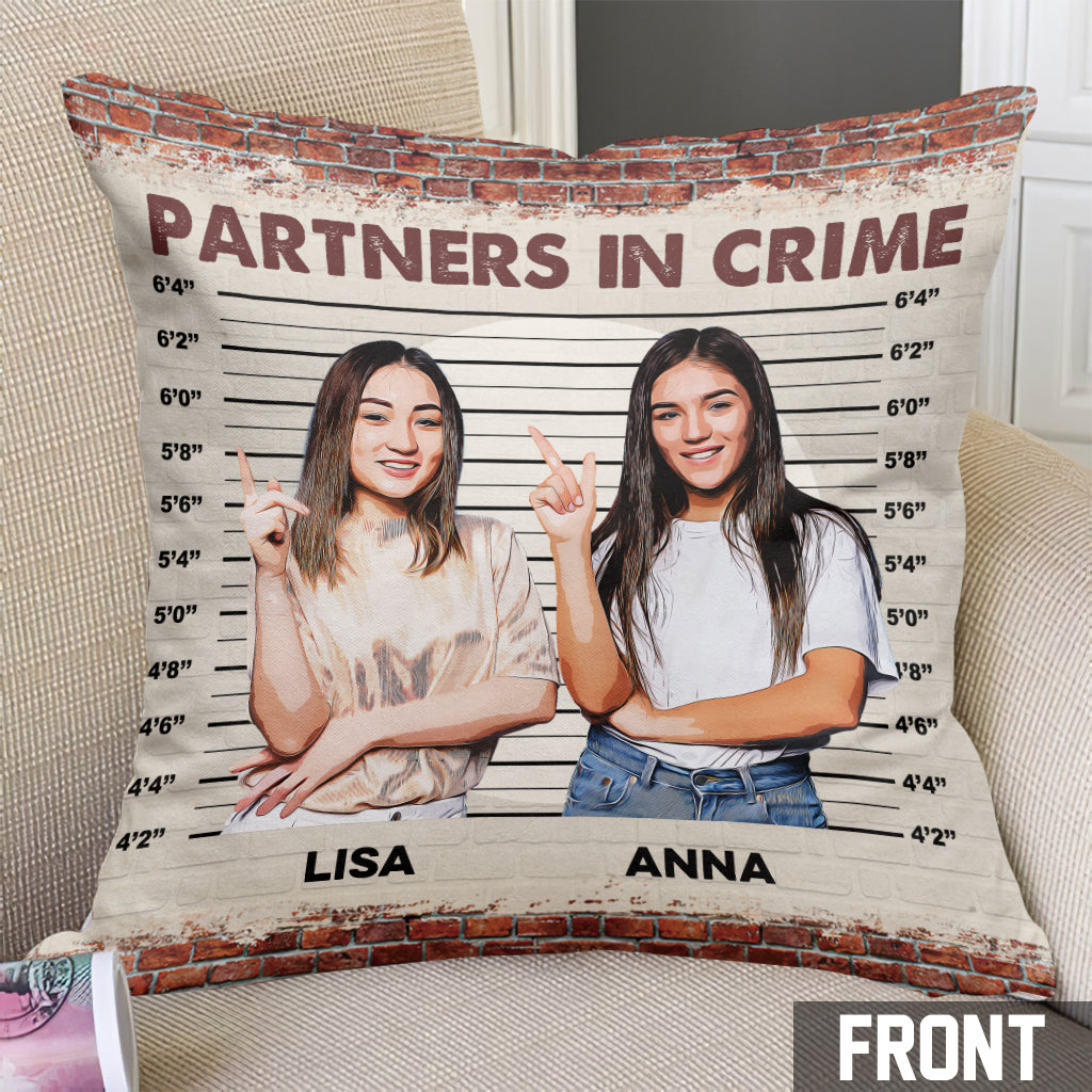 Partners In Crime - Personalized Bestie Throw Pillow