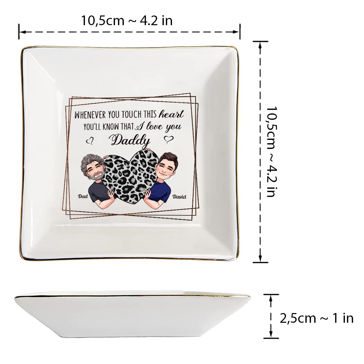 Chaque fois que vous touchez ce cœur - Cadeau pour maman, grand-mère, grand-père, fille, fils, petite-fille, petit-fils, épouse, époux, papa, tante, oncle, sœur, frère - Porte-bijoux personnalisé