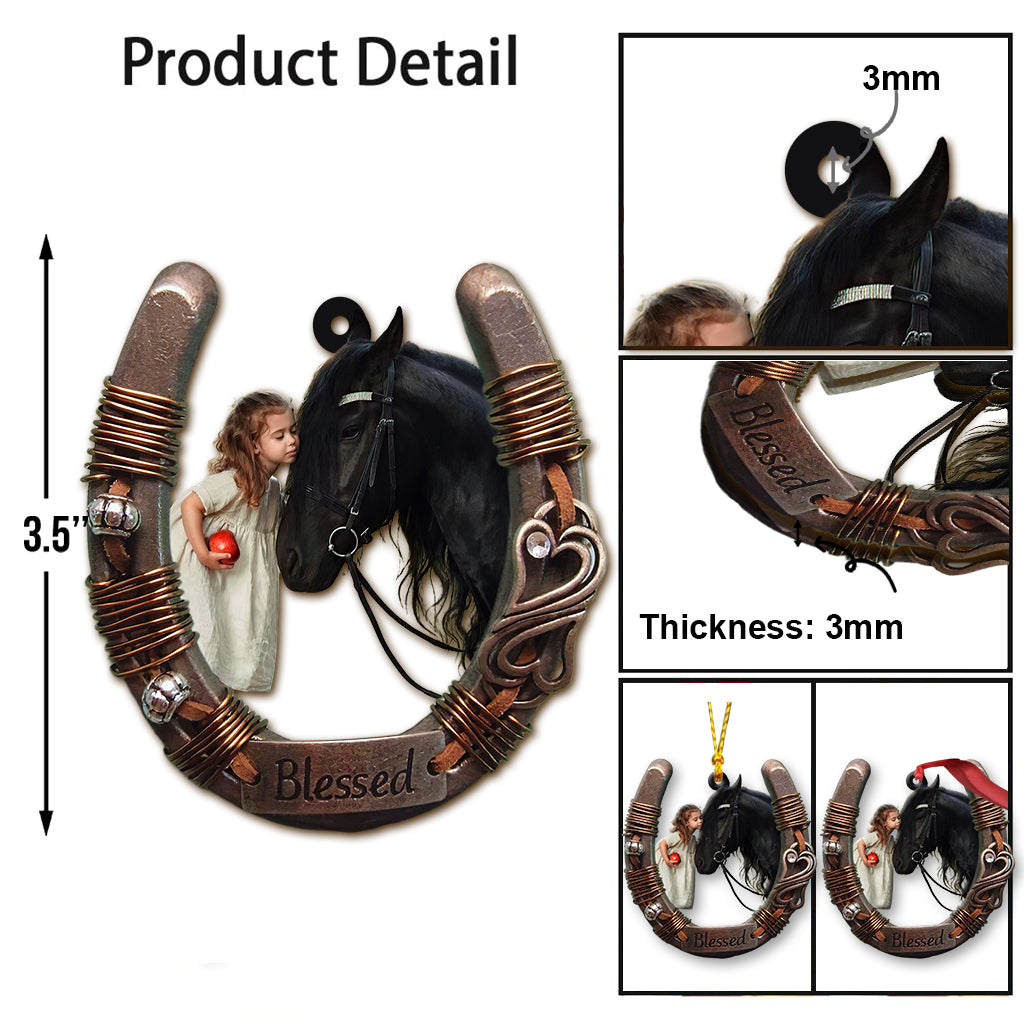 Cheval et fille - Ornement transparent personnalisé représentant un cheval