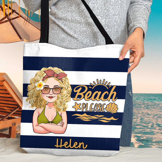 Beach Please - Personalized Sea Lover Tote Bag