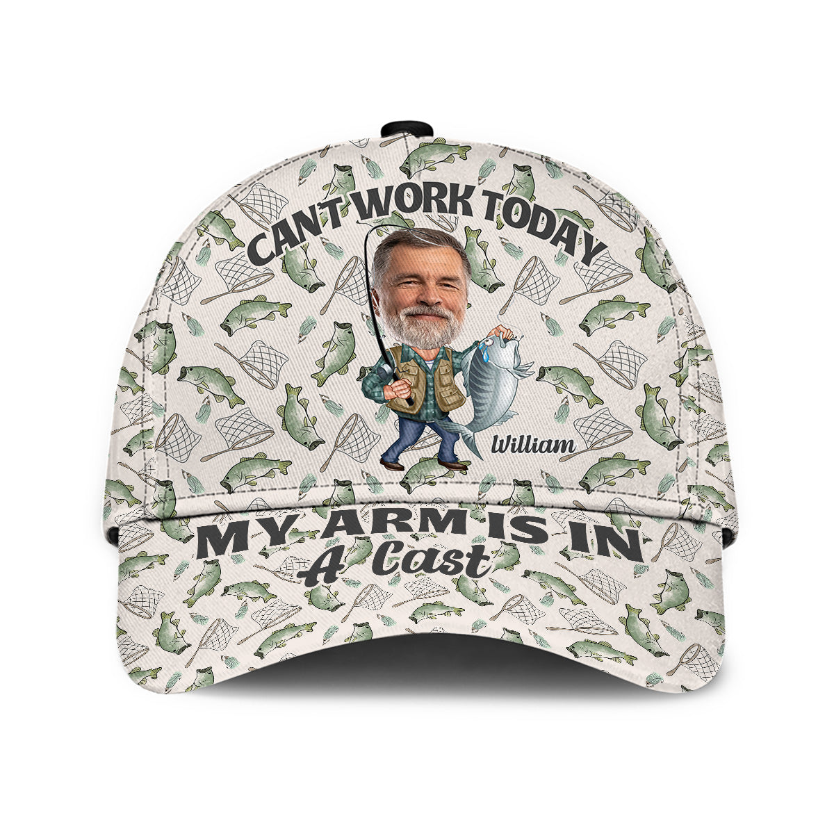Je ne peux pas travailler aujourd'hui, j'ai le bras dans le plâtre - Casquette de pêche classique personnalisée