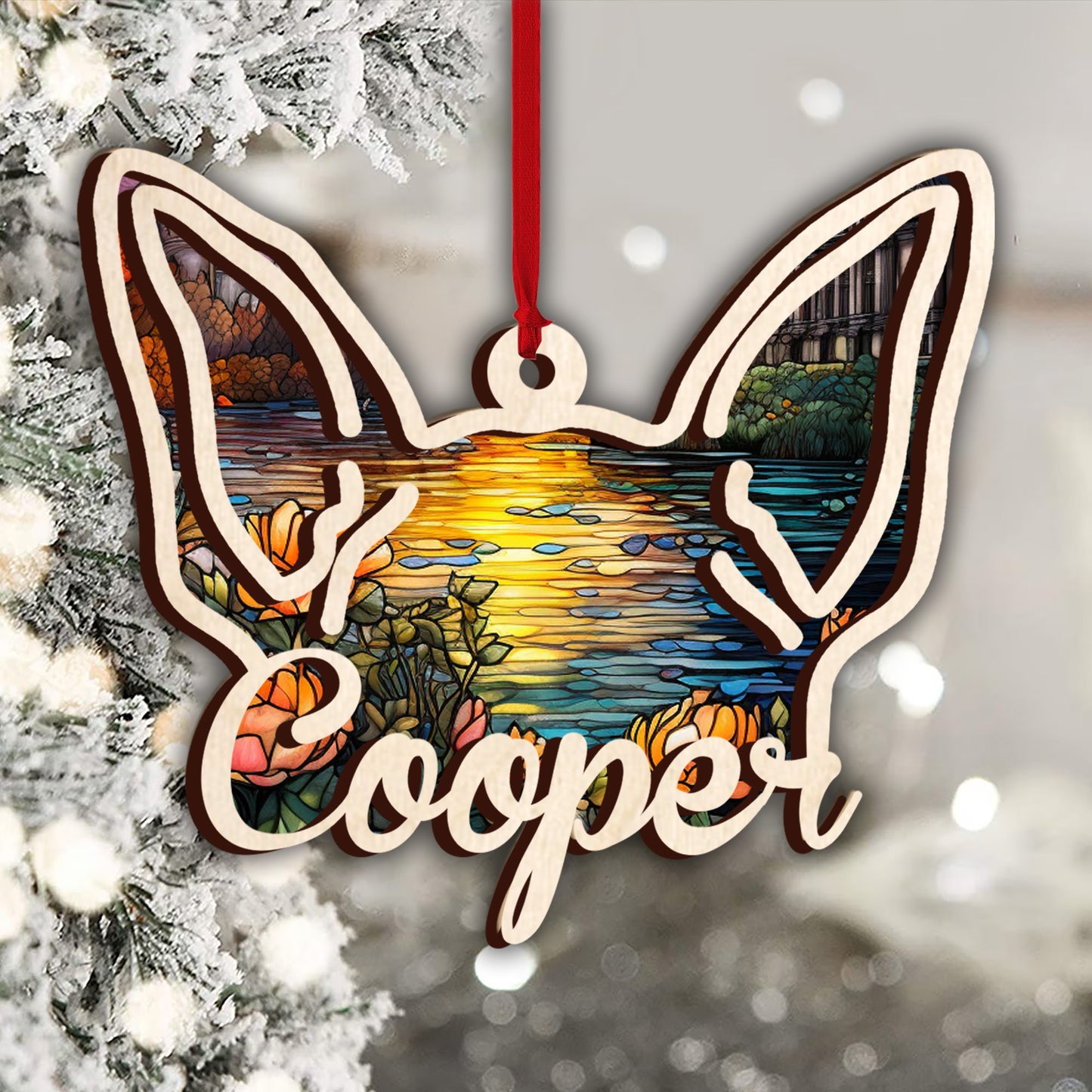 Dog Ears - Gift for dog lovers, cat lover, who lost dog, who lost cat - Personalized 2 Layered Piece Ornament