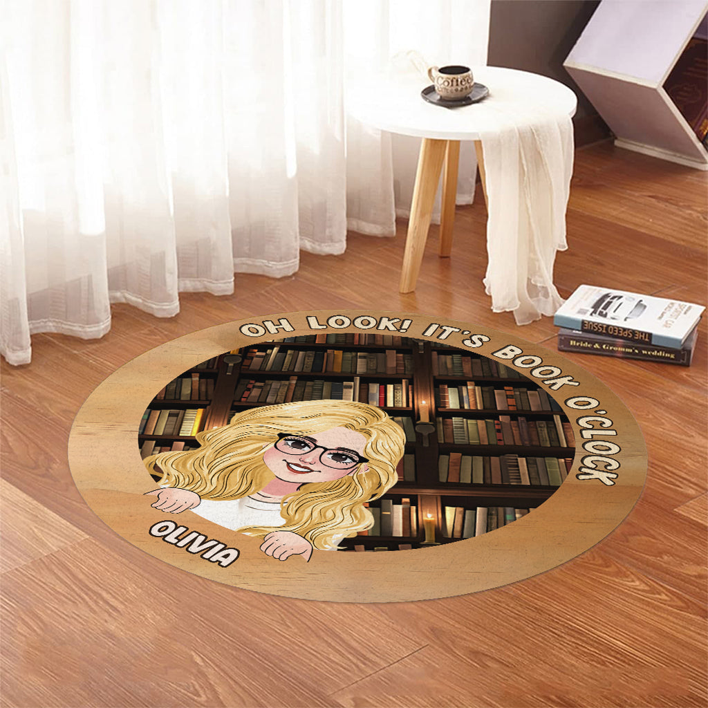 It's Book O'clock - Personalized Book Round Rug