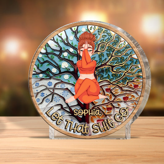 Lâchez prise - Plaque acrylique personnalisée de yoga en forme sur mesure