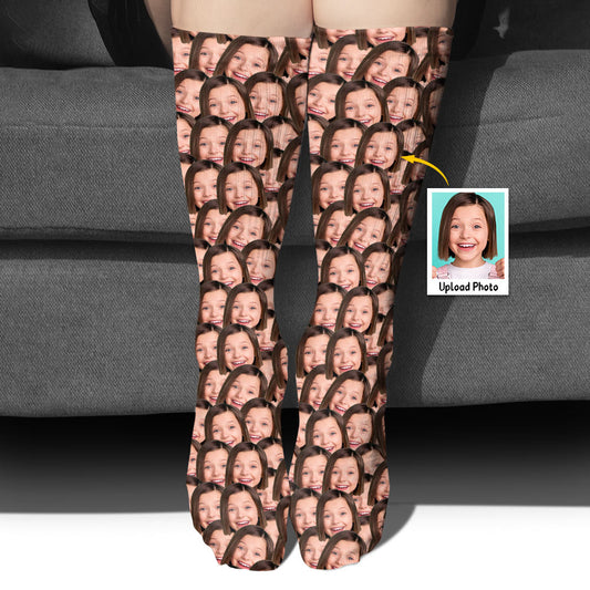 Chaussettes personnalisées pour petite-fille avec visage imprimé -