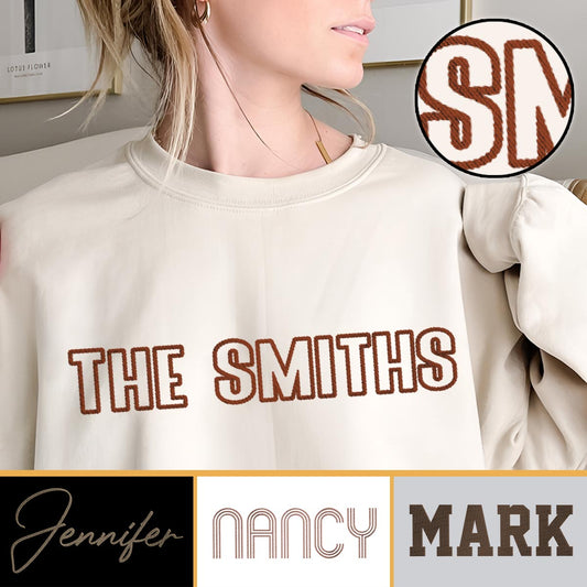 Pull brodé personnalisé pour la famille - Nom personnalisé