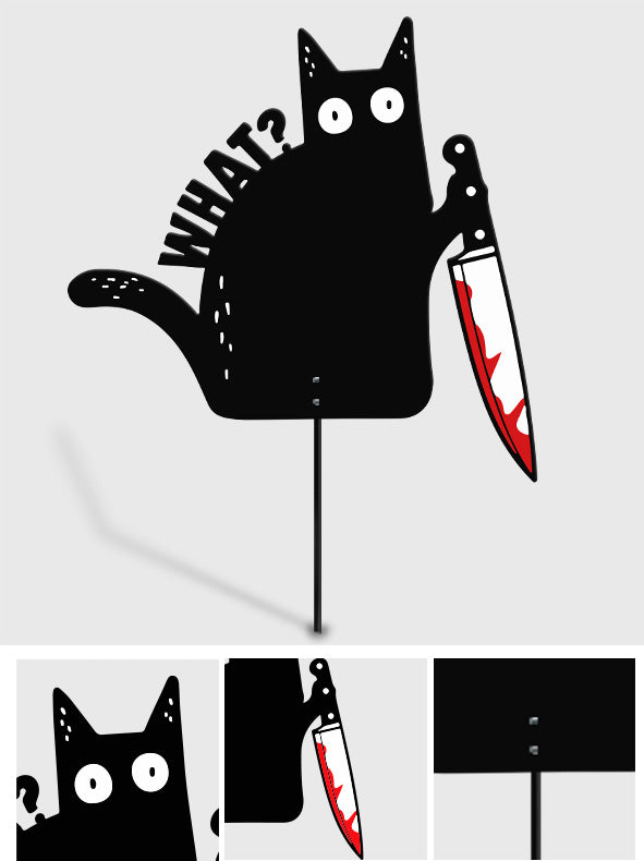 Quoi ? - Décoration de jardin en métal Chat noir
