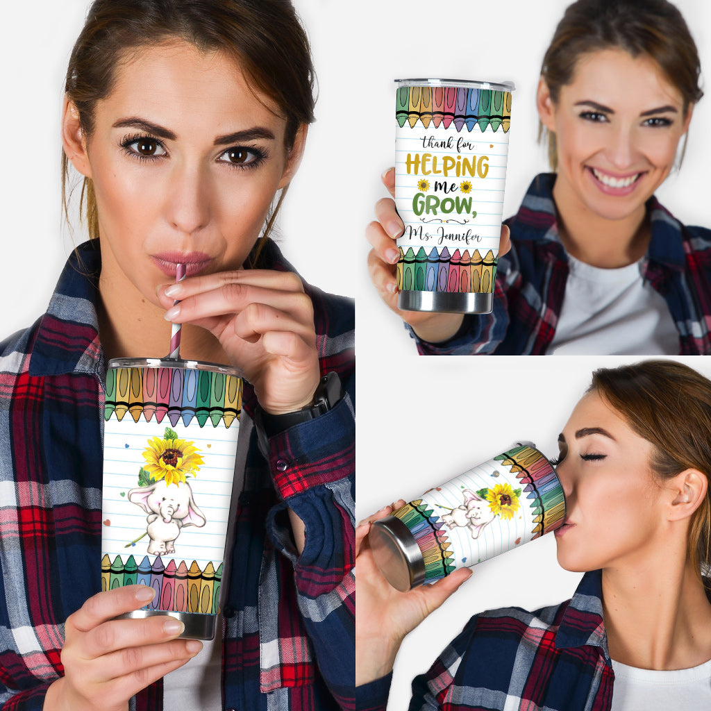 Thank For Helping Me Grow - Personalized Teacher Tumbler