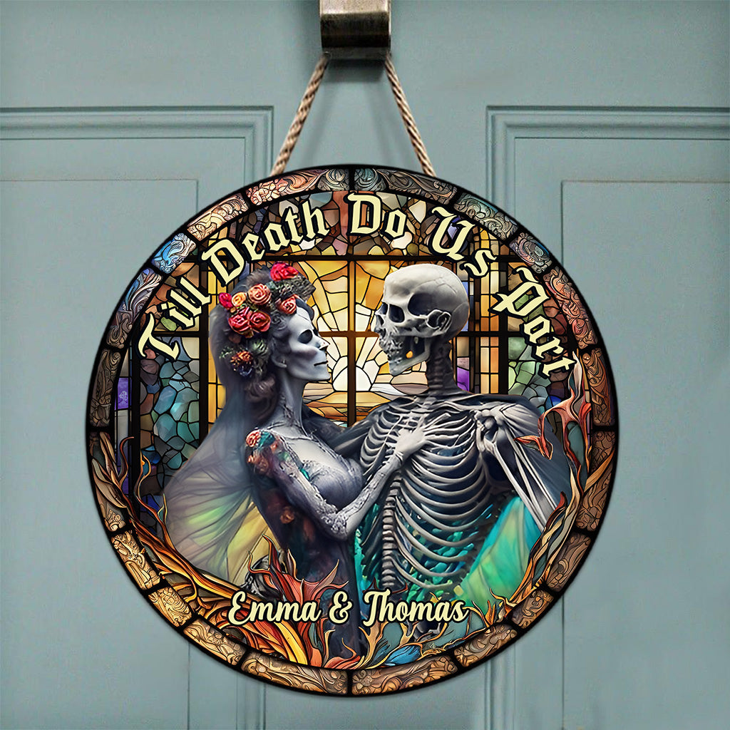 Toi et moi, on gère ça - Panneau rond en bois personnalisé avec crâne