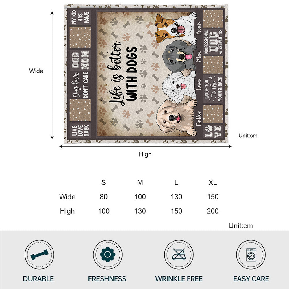 La vie est plus belle avec des chiens - Cadeau pour les amoureux des chiens - Couverture personnalisée