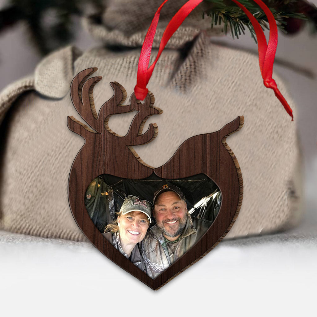Décoration de Noël humoristique sur le thème de la pêche avec photo intégrée - Cadeau de chasse pour petite amie, petit ami, mari, femme - Ornement personnalisé