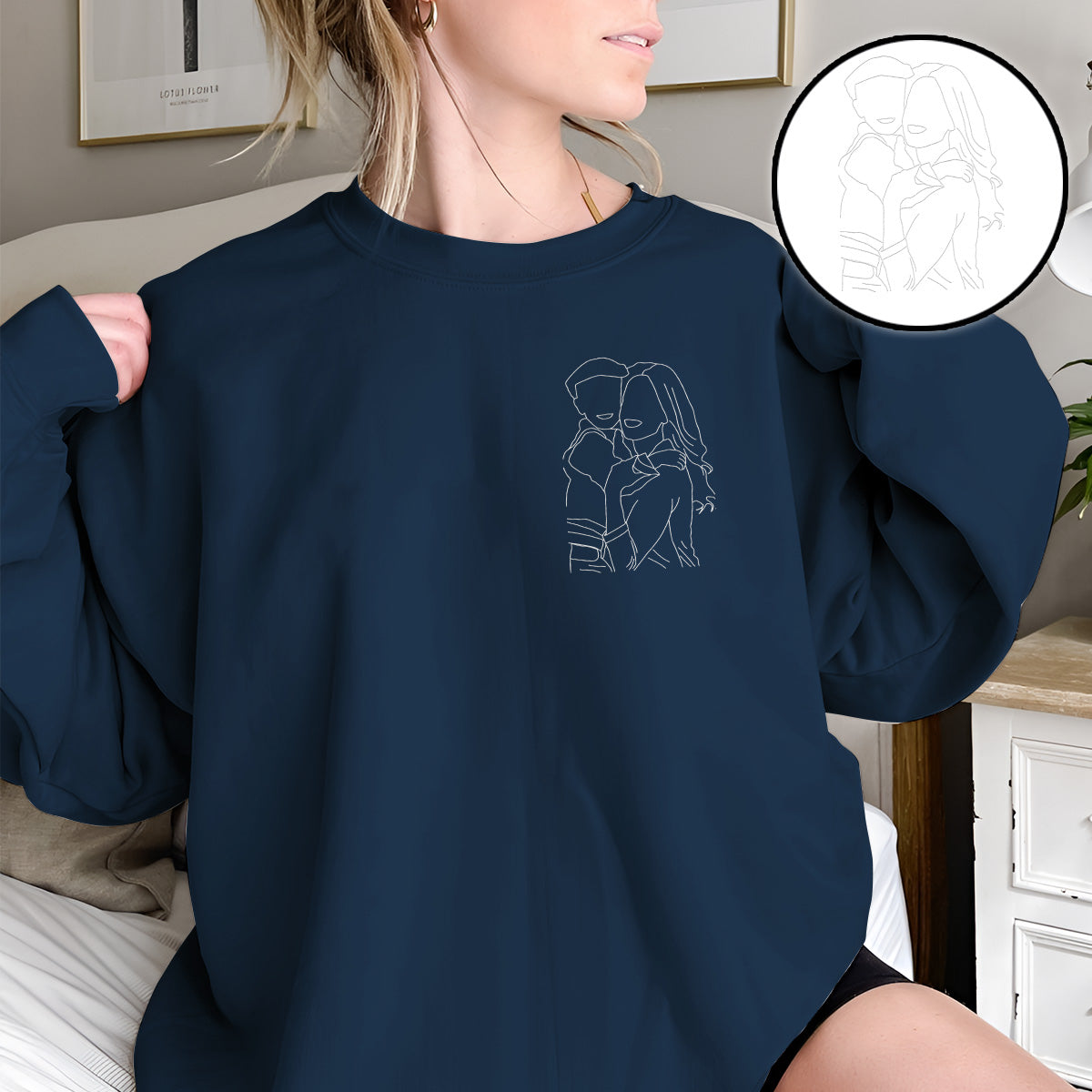 Custom Line Art - Personalized Kid Embroidered Sweater