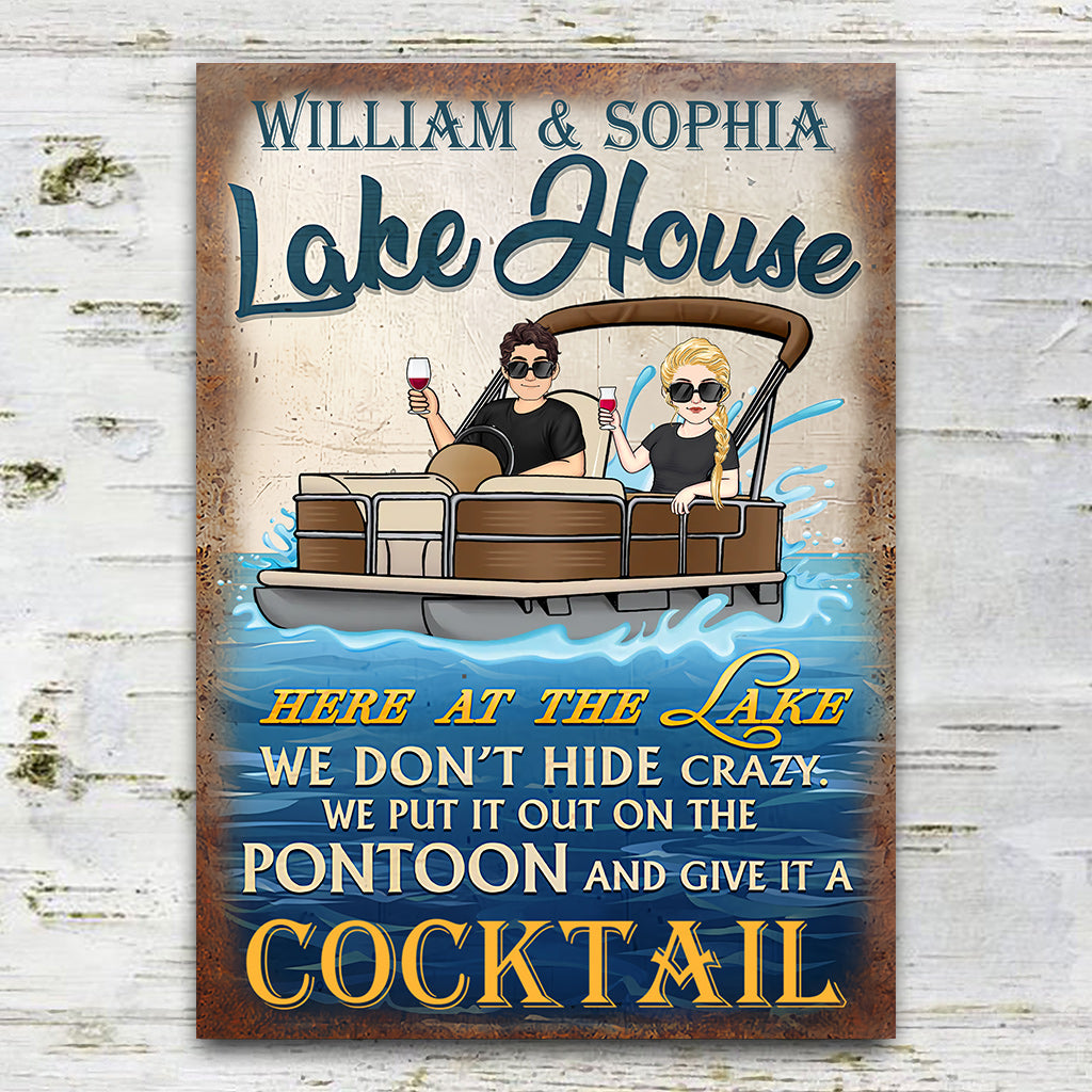 Maison au bord du lac - Panneau métallique rectangulaire personnalisé pour ponton