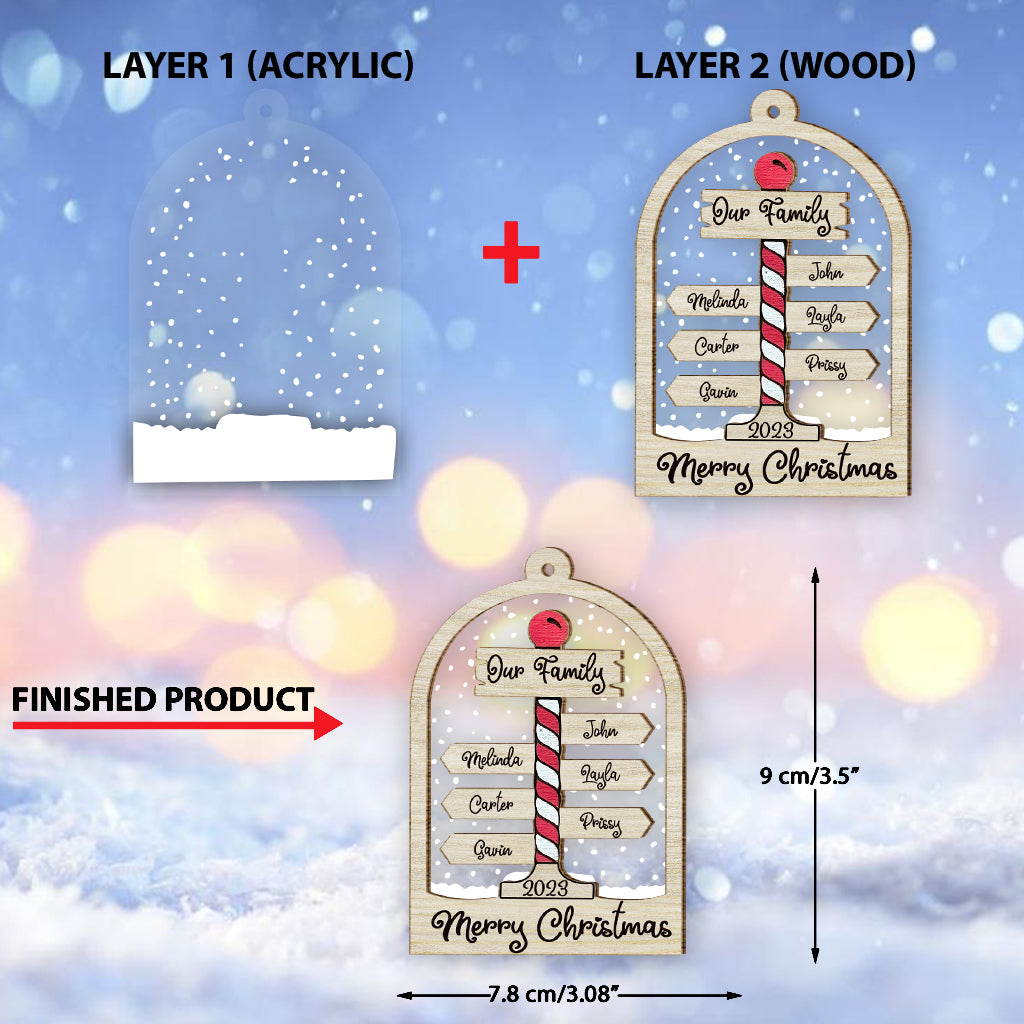 Merry Christmas - Personalized Family Layers Mix Ornament