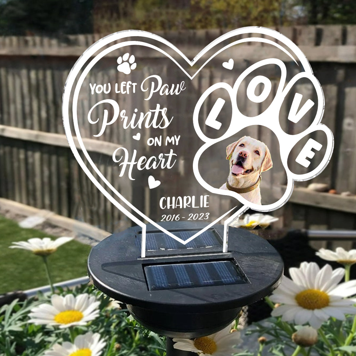 Tu as laissé une empreinte sur notre cœur - Lampe solaire de jardin personnalisée pour chien