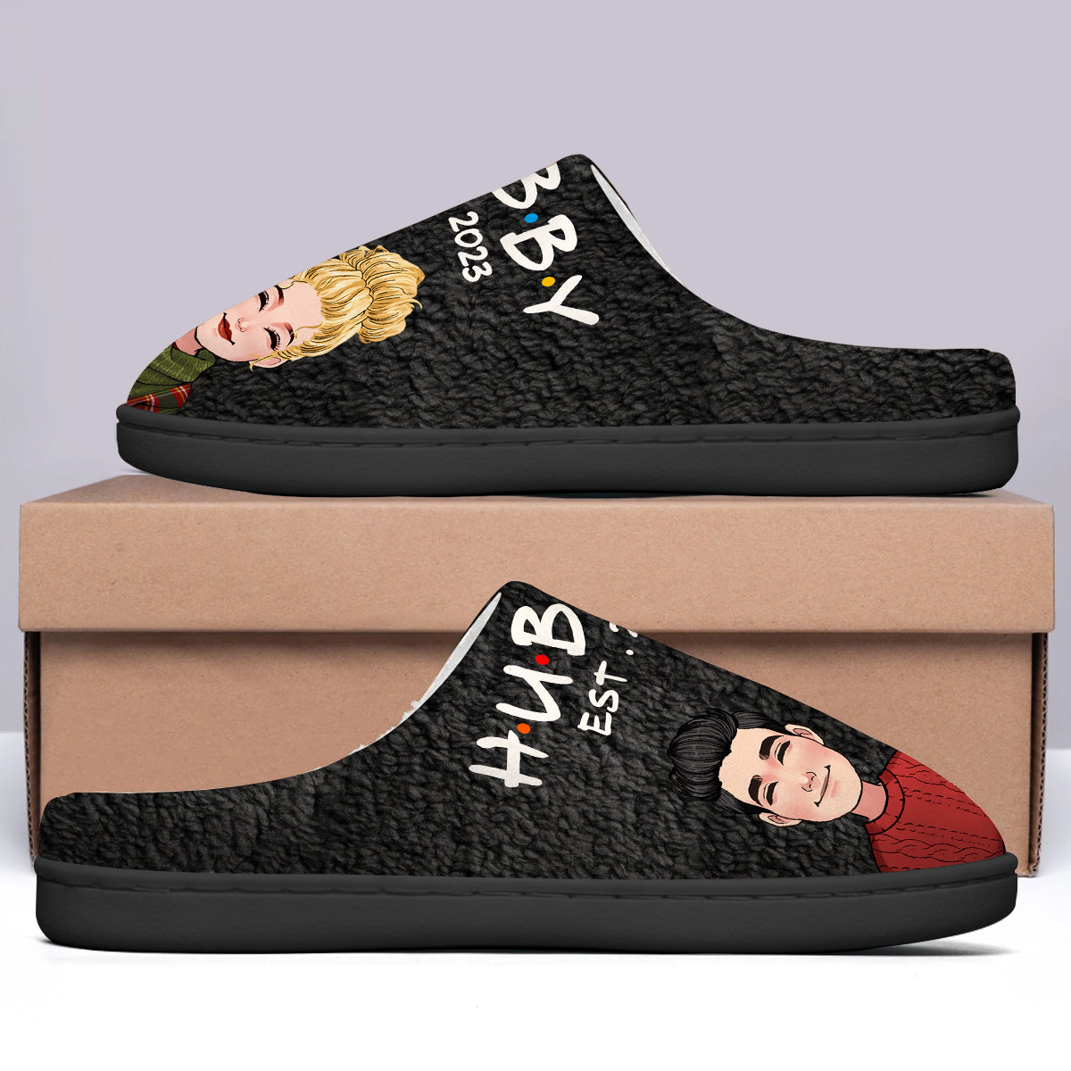 Mari et femme depuis - cadeau pour femme, mari - Pantoufles personnalisées