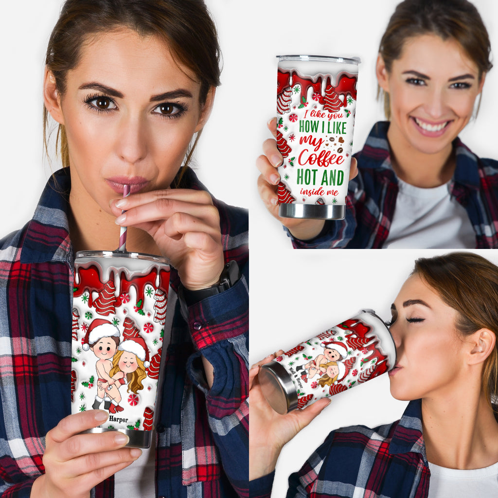 Je t'aime comme j'aime mon café, chaud et à l'intérieur - Gobelet isotherme personnalisé pour couples