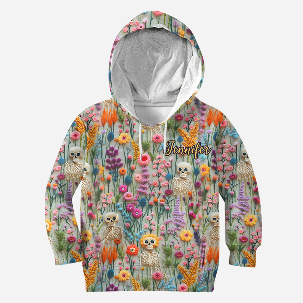 T-shirt à motif floral squelette et crâne personnalisé