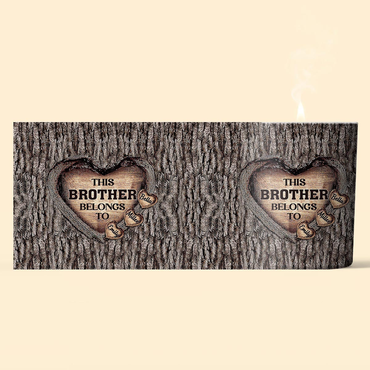 Cœur de papa - Cadeau pour papa, grand-mère, grand-père, maman, oncle, tante, frère, sœur - Bougie personnalisée avec couvercle en bois