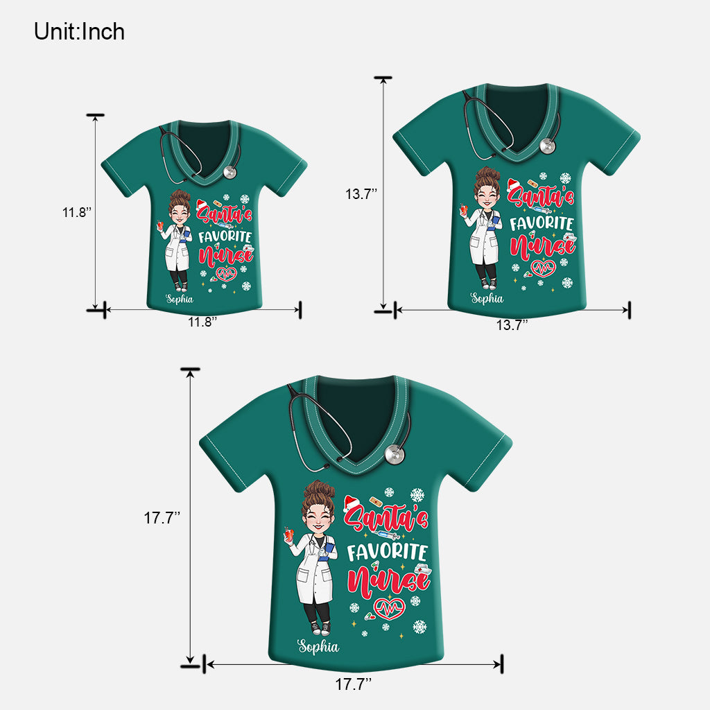 Infirmière préférée du Père Noël - Panneau en bois personnalisé en forme d'infirmière