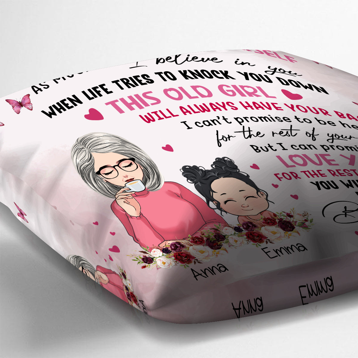 À ma petite-fille - Coussin décoratif personnalisé pour grand-mère