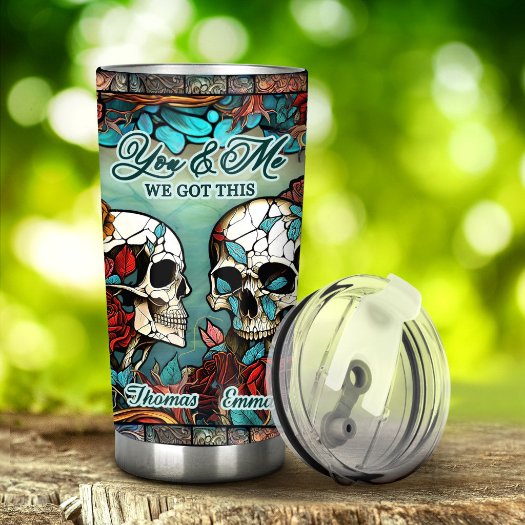 Skull Couple - Skull gift for husband, wife, boyfriend, girlfriend - Personalized Tumbler